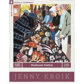 New York Puzzle Company - Jenny Kroik Mushroom Festival - 500 Piece Jigsaw Puzzle for Adults by Jenny Kroik