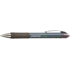 Universal 39720 0.7 mm. Medium Comfort Grip Retractable Gel Pen - Black Ink, Gray/Black/Silver Barrel (1-Dozen)