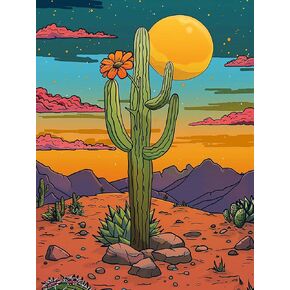 Kaliosy 5D Diamond Art Kits for Adults Cactus by Number Kits, Diamond Painting Art Flower DIY Full Drill Crystal Craft Cross Stitch Embroidery Decoration (12x16 inch) 30x40 cm
