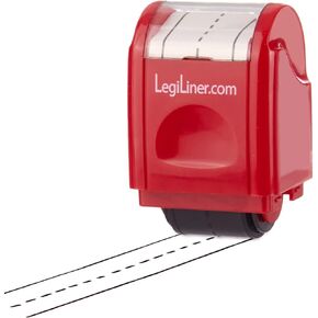 LEGILINER 3/4" Dashed Handwriting Line (RED) Teacher Stamp – Tri-Line Dashed Pattern. Classroom & Home Use. Refillable Ink Writing Practice Roller Stamp.