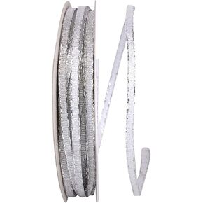 Reliant Ribbon Glimmer Wired Edge Ribbon, 1/8 Inch X 25 Yards, Silver