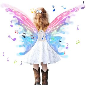 Electric Fairy Butterfly Wings for Kids Girls Adults, Light Up Butterfly Wings for Women, Iridescent Wings Dress Up for Dogs, Role Playing LED Wings for Birthday Halloween Christmas and Party Attire