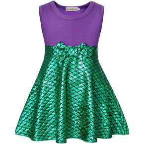 HenzWorld Little Girls Mermaid Princess Dress Toddler Costume Dress up Pretend Play Christmas Birthday Mermaid Gift