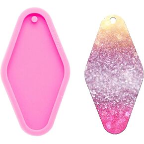 Super Shiny Rhombus Shape Keychain Molds Resin Silicone Mold for DIY Polymer Clay Molds with Hole Epoxy Craft Molds Geometrical Shape Keychain Mould for Luggage Bag Tag Pendant