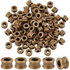 PH PandaHall 100Pcs Metal Spacer Beads Antique Bronze European Beads Large Hole Beads with 4.5mm Hole Retro Alloy Column Beads Craft Supplies for Bracelet Necklace Jewelry Braids Hair Decoration