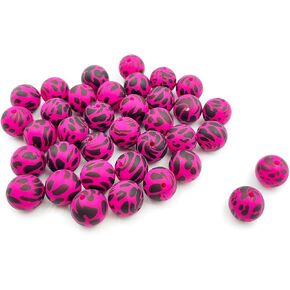 36Pcs Cow Printed Beads 15mm Silicone Printed Beads Purple Cow Printed Focal Beads for Jewelry Making Keychain DIY Bracelets Lanyard Making
