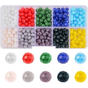 Ornaland 2000 Pcs 4mm Crystal Rondelle Faceted Beads Briolette Crystal Glass Beads Opaque Electroplate Loose Spacer Beads with 10 Compartments Beads Container for Jewelry Making