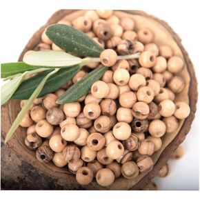 Holyland Natural Olivewood Round Beads 7mm Rosary Beads Nazareth (60 Beads) | Olive Wood Round Polished Beads for Bracelet Rosary and Jewelry Making from Bethlehem with Zuluf Certificate BEAD004
