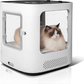 64L Pet Dryer Box Ultra Quiet Anion with Smart Temperature Control, 360° Fast Dry, Overheating Protection, Four-Sided Visibility, 4 Modes, Automatic Drying for Cats & Small Dogs