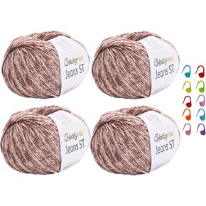 Jeans ST Multicolored Variegated Cotton Yarn for Knitting & Crochet - 50gr / 175yds - 55% Cotton, 45% Acrylic - (2) Sport, Fine Baby Weight for Amigurumi (Pre-Green & Blue, 1 Ball)