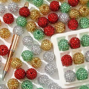 20mm Rhinestone Beads 20pcs Chunky Bubblegum Beads Beadable Pen Beads Shine Disco Ball Beads Jumbo Plastic Beads for Necklace Jewelry Bracelets DIY Crafts Making (brownblack)