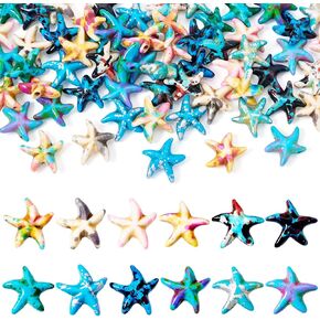 60 Pcs Turquoise Starfish Beads Natural Gemstone Beads Summer Sea Animal Turquoise Loose Spacer Beads for Bohemian Bracelet Necklace Anklet Jewelry Making