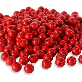 350pcs 12mm Dark Red Wood Beads Beads for Crafts with Holes DIY Bead Cranberry Red Wooden Beads Spacer Beads for Macrame Supplies DIY Handcraft Projects, Crafting Supplies