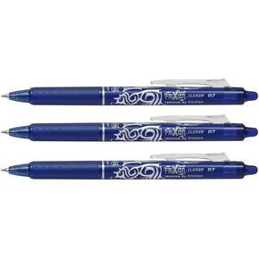 Pilot Frixion Clicker 0.7mm Tip Erasable Ink Gel Pen Tattoo Design Blue Ink (Pack of 3) Supplied Loose