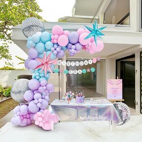Pink and purple blue balloon garland arch kit 130pcs disco ball balloon for girl Music Fans Birthday Popular Song star Birthday Party Decor