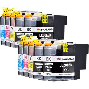 LC20E XXL Ink Cartridge Ultra-high Capacity Compatible Replacement for LC20EBK LC20EM LC20EC LC20EY Brother LC20E Ink for Brother MFC-J985DW J5920DW J775DW J985DWXL Printer (4BK/2C/2M/2Y 10-Pack)