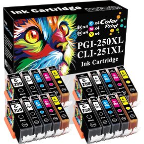 20-Pack ColorPrint Compatible Ink Cartridge Replacement for Canon PGI250XL CLI251XL PGI-250XL CLI-251XL 250XL 251XL Work with PIXMA MX922 iX6820 IP7220 MX722 MG5420 MG5520 MG7520 MG7120 Laser Printer