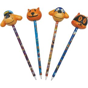 Raymond Geddes Dog Man Fidget Pens, Cute Pens For School and Home with Squishy Character Tops