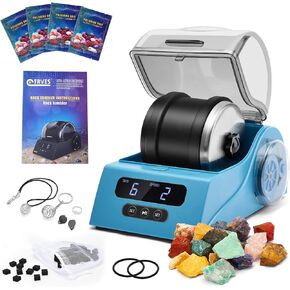 طقم الروك Tumbler Kit البالغين - بيلد روك بلينر مع غطاء تقليل الضوضاء ، والتحكم في السرعة والمؤتمر ، ويشمل 4 فريك تلميع ، وأحجار كريمة خشنة ، ودليل تعليمي ، وما إلى ذلك ، هدية علمية رائعة لجميع الأعمار