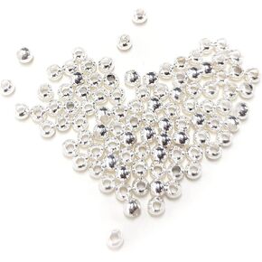 100pcs 2 مم حبات مملوءة بالفضة 2 مم من الخرز المطلي بالفضة 2 مم للمجوهرات التي تصنع حبات مملوءة بالفضة 2 مم مملوءة بالفضة الفضية
