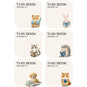120 PCS This Book Belongs to Stickers Book Ownership Stickers Book Plates Labels Book Identification Stickers Book Stickers with Animal Illustrations for Book Name Stickers and Book Labels, 2 x 2 Inch