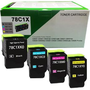 78C1X CX522 CS421 High Yield Toner Cartridge 78C1XK0 78C1XC0 78C1XM0 78C1XY0 Replacement for CS421 CX421 CS421dn CX421adn CS521 CS521dn CS522 CS522de CX521 CX522 CX622 CX622ade CX625 Printer