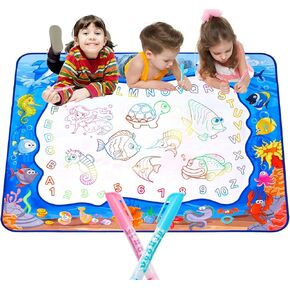 Large Water Doodle Mat for Toddlers, Magical Colourful, 39″×27″ Mess Free Coloring Mat with 2 Water Pens, Educational Toy Gifts for Kids 3+ Year - Dinosaurs