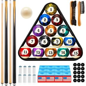 Outus 71Pcs Pools Table Accessories Billiards Accessories Billiard Pool Balls with Triangle Ball Stand Cue Chalks Pool Cue Tip Table Spot Sticker Pool Sticks Pool Table Brush