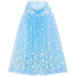PHOGARY Snowflake Princess Cape Princess Cloak Princess Hooded Cape for Girls, Princess Fancy Dress Halloween Costume Cape Carnival Birthday Party Cosplay Princess Dress Up for Girls