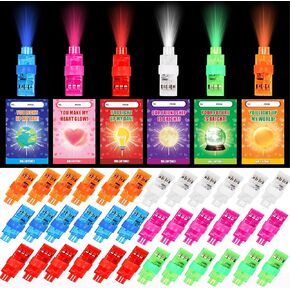 WEMEMORN 36 Pack Valentine's Day Cards for Kids with LED Finger Lights, 6 Color Light Up Finger Beams Lights Glow in the Dark Bulk Toys, Valentine's Prizes Party Favor School Classroom Gifts Exchange