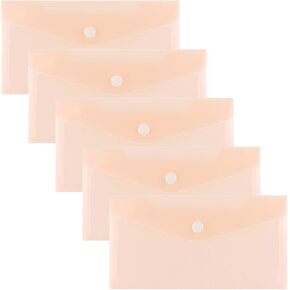 10 Pcs Plastic Envelopes with Snap Closure, Clear Plastic Envelope, Plastic Folders for Stationery Organizer (10, Pink)