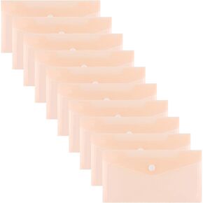 10 Pcs Plastic Envelopes with Snap Closure, Clear Plastic Envelope, Plastic Folders for Stationery Organizer (10, Pink) in Kuwait