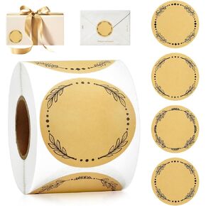 500-Sheet Set of Kraft Label Stickers for Jars and Lids - Wreath Design in 4 Different Patterns
