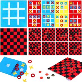 LILIFL 30 PACK TIC TAC TOE BOARD GAME 2 في 1 لعبة Checkers TELS CLASSION TIC TIC TAE TOE FOLED مع حقيبة تخزين لهدايا GOODIE BAG Sustuers ، 2 Styles.