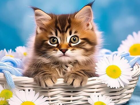 Bimkole DIY 5D Diamond Painting Kits Cat Flower, Full Drill Rhinestone Embroidery Set by Number Kits Paint with Diamonds Animal Cross Stitch Home Wall Decor 12x16in in Saudi Arabia