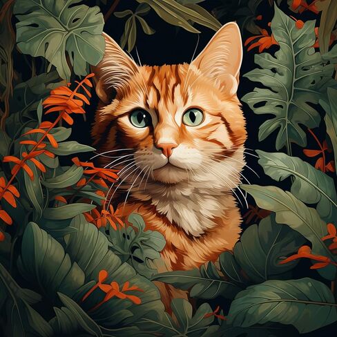 Bimkole DIY 5D Diamond Painting Kits Cat Flower, Full Drill Rhinestone Embroidery Set by Number Kits Paint with Diamonds Animal Cross Stitch Home Wall Decor 12x16in in Saudi Arabia