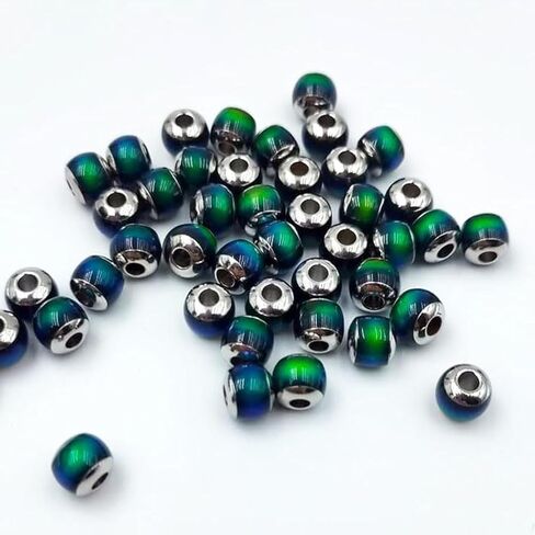 15pcs Mood European Beads Color Changing by Temperature Sensing Large Hole Barrel Spacer Beads with Stainless Steel Cores for Bracelet Necklace Choker Jewelry (7 * 8mm) in Saudi Arabia