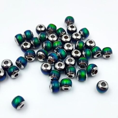15pcs Mood European Beads Color Changing by Temperature Sensing Large Hole Barrel Spacer Beads with Stainless Steel Cores for Bracelet Necklace Choker Jewelry (7 * 8mm) in Saudi Arabia