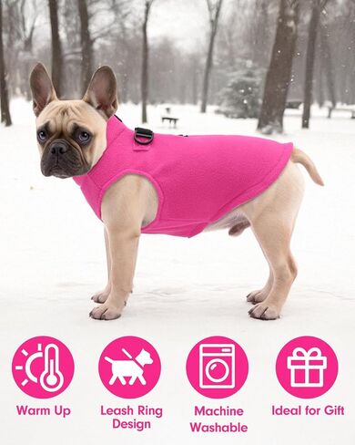 CuteBone Fleece Dog Sweaters Pink with Turtleneck, Half Zip-Up & Pullover Winter Vests Shirts for Small & Medium Dogs - Warm Thermal Jackets with D-Ring, Ideal for Cold Weather DZBX01M in Kuwait