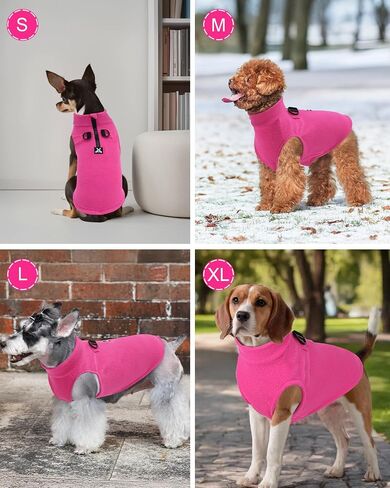 CuteBone Fleece Dog Sweaters Pink with Turtleneck, Half Zip-Up & Pullover Winter Vests Shirts for Small & Medium Dogs - Warm Thermal Jackets with D-Ring, Ideal for Cold Weather DZBX01M in Kuwait