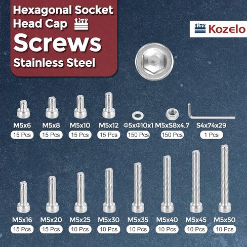 400pcs M3 Socket Head Cap Screws Bolts Nuts Assortment Kit - [M3x6/8/10/12/16/20mm] 304 Stainless Steel Allen Socket Drive for 3D Printer, with Wrench in Saudi Arabia