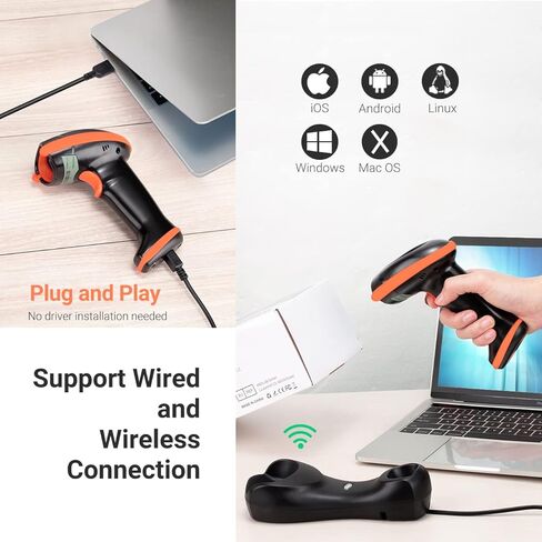 Tera Pro Series Wireless 1D 2D QR Barcode Scanner with Cradle Display Counting Screen Extra Fast Scanning Speed Ultra High Resolution Handheld Image Bar Code Reader for Warehouse Inventory HW0008 in Kuwait