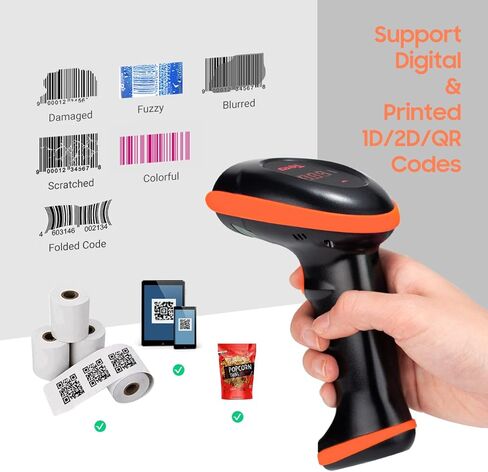 Tera Pro Series Wireless 1D 2D QR Barcode Scanner with Cradle Display Counting Screen Extra Fast Scanning Speed Ultra High Resolution Handheld Image Bar Code Reader for Warehouse Inventory HW0008 in Kuwait
