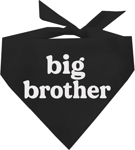 Big Brother Dog Bandana | 100% Cotton Adjustable Triangle | Pregnancy Announcement Photoshoot Prop | New Baby | Made in USA | Matching Family | (Black, One Size 934) in Kuwait