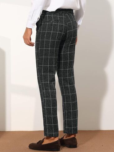 Lars Amadeus Men's Plaid Dress Pants Casual Slim Fit Checkered Business Trousers in Kuwait