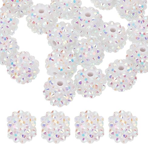 PATIKIL 14mm Resin Rhinestone Beads for Beadable Pen, 20 Pack Ball Disco Sparkly Chunk Round Focal Bubblegum Beads for Jewelry Making Craft Necklace Chain Bracelets DIY, Black Blue in Kuwait