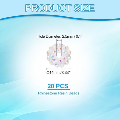 PATIKIL 14mm Resin Rhinestone Beads for Beadable Pen, 20 Pack Ball Disco Sparkly Chunk Round Focal Bubblegum Beads for Jewelry Making Craft Necklace Chain Bracelets DIY, Black Blue in Kuwait
