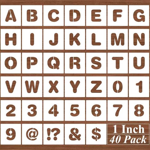 1.5 Inch Alphabet Letter Stencils - 40 Pack Letter Number Stencil Templates with Signs for Painting on Wood, Reusable Calligraphy Letters Stencils for Chalkboard Fabric Wood Signs in Kuwait