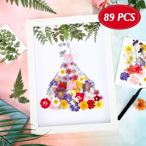 Nuanchu Pressed Flowers Bulk Dried Flower for Crafts, Dried Flower Leave Natural with Tweezer for Resin Mold Scrapbooking DIY (Rustic Style) in Saudi Arabia