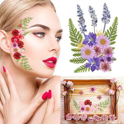 Nuanchu Pressed Flowers Bulk Dried Flower for Crafts, Dried Flower Leave Natural with Tweezer for Resin Mold Scrapbooking DIY (Rustic Style) in Saudi Arabia